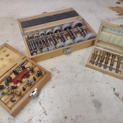 Collection of Various Sized Forstner and Router Bits