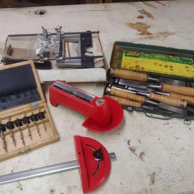 Collection of Router Tools and Wood Chisels