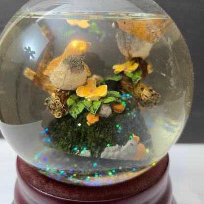Hour of Power Sparrow water feature and a sparrow snow globe with scripture