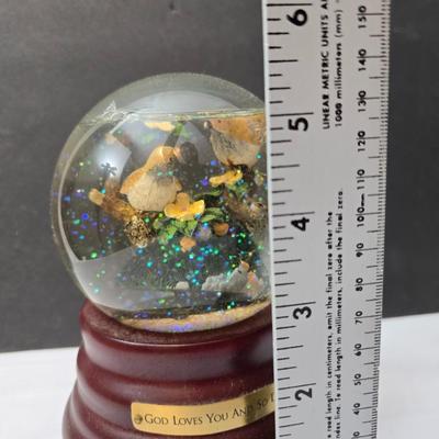 Hour of Power Sparrow water feature and a sparrow snow globe with scripture