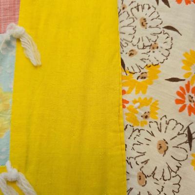 Beautiful vintage handmade quilt with colored patchwork