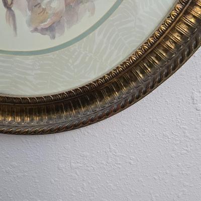 Ruth Baderain floral art in nice large oval frame