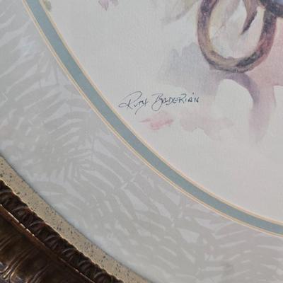 Ruth Baderain floral art in nice large oval frame