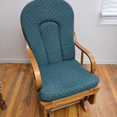 Nice wooden Glider Rocker - with Afghan throw