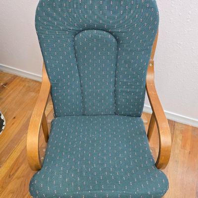 Nice wooden Glider Rocker - with Afghan throw