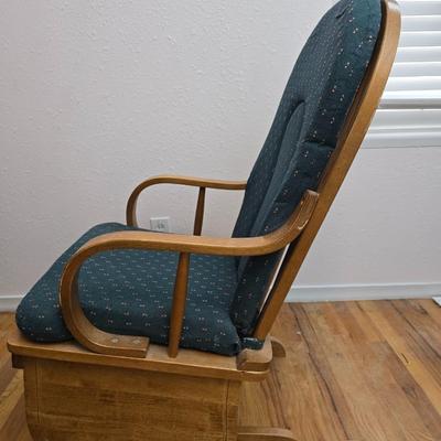 Nice wooden Glider Rocker - with Afghan throw