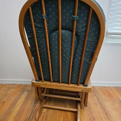 Nice wooden Glider Rocker - with Afghan throw
