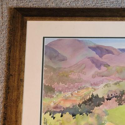 Watercolor and Pastel Mountains and a Valley Painting (GB-EL)