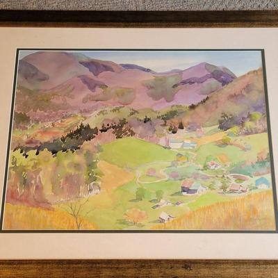 Watercolor and Pastel Mountains and a Valley Painting (GB-EL)