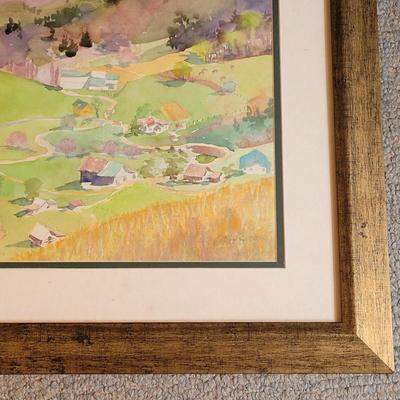 Watercolor and Pastel Mountains and a Valley Painting (GB-EL)