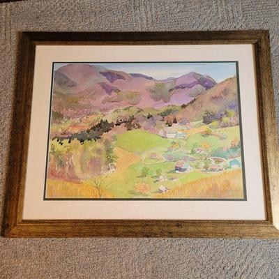 Watercolor and Pastel Mountains and a Valley Painting (GB-EL)