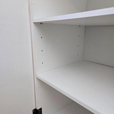 White two-door closet cabinet - storage cabinet with adjustable shelves