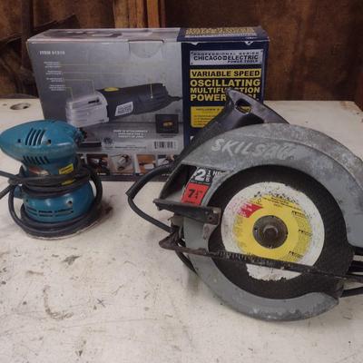 Set of Three Power Tools Skil Saw, Oscillating Tool and Sander