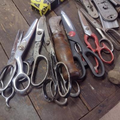 Assortment of Scrape Blades, Scissors, and Cutting Tools