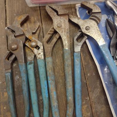 Assortment of Pliers, Channel Locks, Aviation Snips