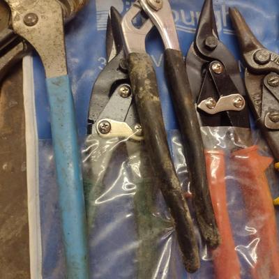 Assortment of Pliers, Channel Locks, Aviation Snips