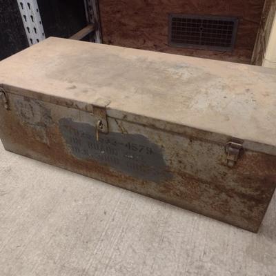 Antique Military Metal Storage Trunk
