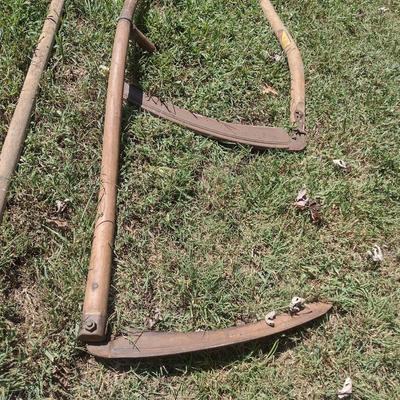 Pair of Vintage Scythes and Long Handled Shovel