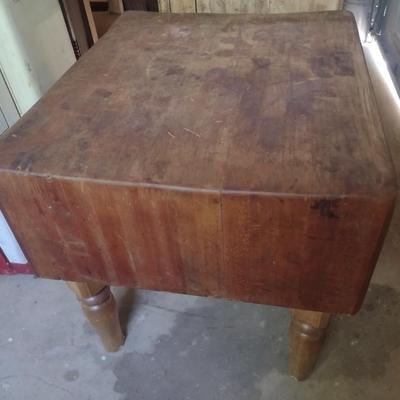 Vintage Butcher Block Table 10" Thick x 36" Long