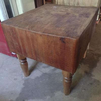 Vintage Butcher Block Table 10" Thick x 36" Long