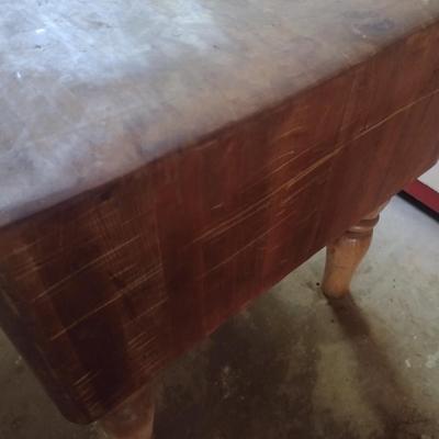 Vintage Butcher Block Table 10" Thick x 36" Long