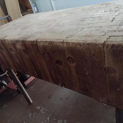 Vintage Butcher Block Table 8" Thick x 49" Long