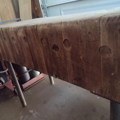 Vintage Butcher Block Table 8" Thick x 49" Long