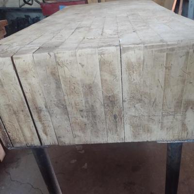 Vintage Butcher Block Table 8" Thick x 49" Long