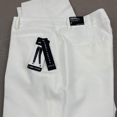 New Larry Levine Winter White Slim Leg Pants 12
