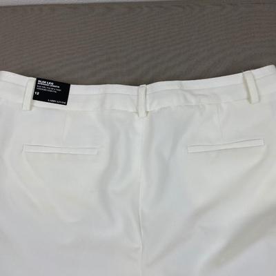 New Larry Levine Winter White Slim Leg Pants 12