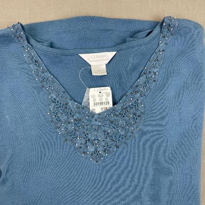 New CJ Banks Top with Beaded Neckline 1X