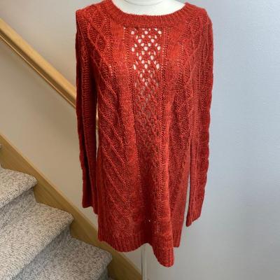 Pumpkin Cable Knit Long Sweater Medium