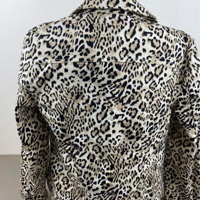 Chico’s Animal Print Denim Jacket 10-12