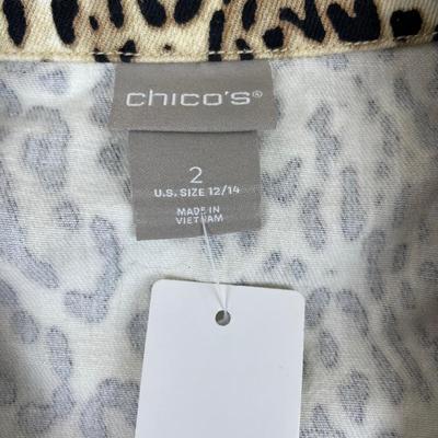 Chico’s Animal Print Denim Jacket 10-12