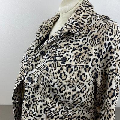 Chico’s Animal Print Denim Jacket 10-12