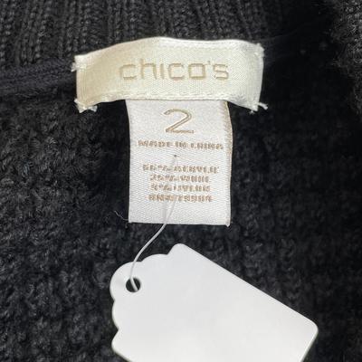 Chico’s Black wool blend Crop Snap Cardigan
