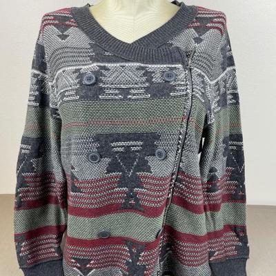 Ruff Hewn 1X Asymmetrical Zip Aztec Cardigan