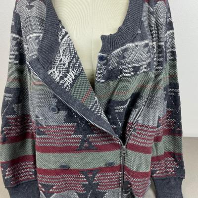 Ruff Hewn 1X Asymmetrical Zip Aztec Cardigan