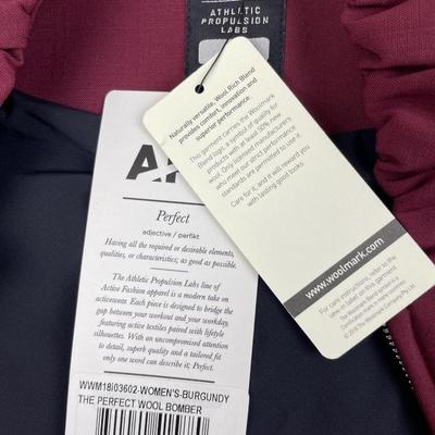 New APL Women’s Burgundy Perfect Wool Bomber Jacket Large