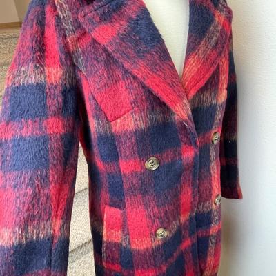 Dennis By Dennis Basso Red Plaid Coat 4