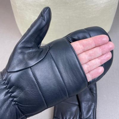 New Leather Pop Top Mittens Black