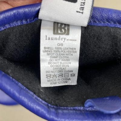 New Leather Pop Top Mittens Blue