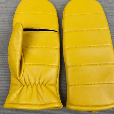New Leather Pop Top Mittens Mustard