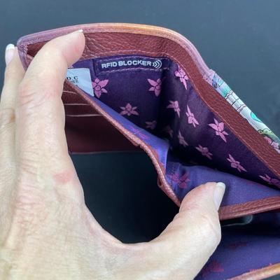 Anuschka Hand-Painted Leather Wallet Sugar Skull New