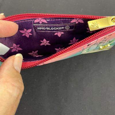 Anuschka Hand-painted Leather Wallet Cardinals