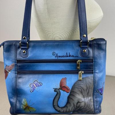 Anuschka Hand-painted Leather Elephant Tote New!