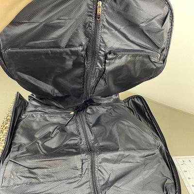 Leather Trim Leopard Print Garment Bag