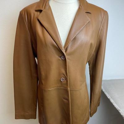 Jones New York Tan Leather Blazer Size M