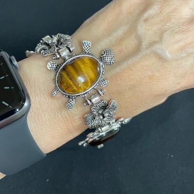 Turtle Bracelet and Earrings with Tiger Eye