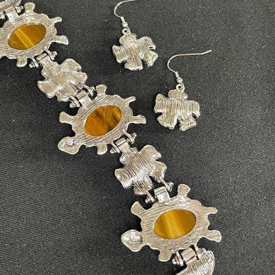 Turtle Bracelet and Earrings with Tiger Eye